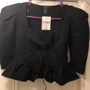 Black short peplum top